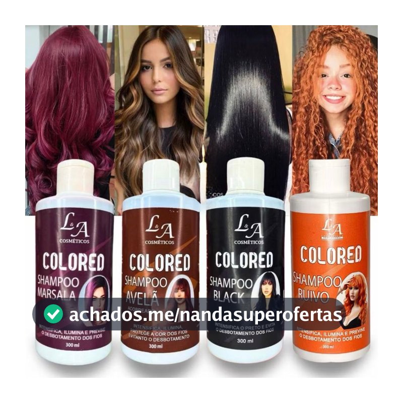 Shampoo Escurecedor Cabelos Brancos Tonalizante Preto, Avelã, Marsala Platinado Colored 100% Natural