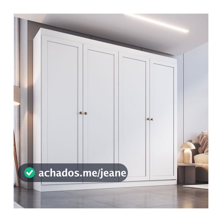 Guarda-Roupa Casal Americano 4 Portas 2 Gavetas Europa Yescasa Branco Branco