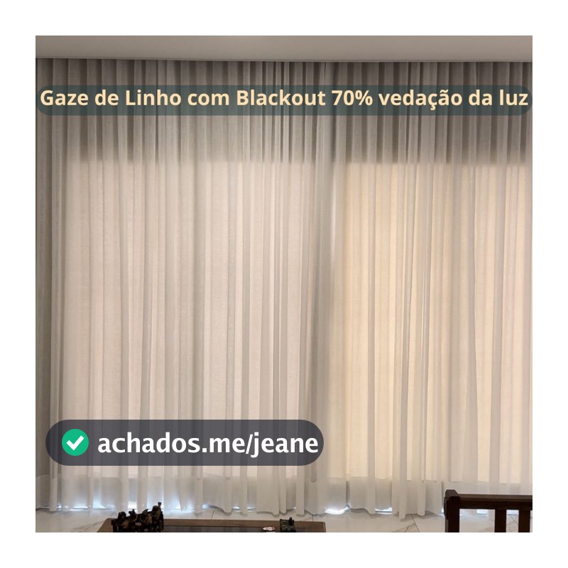 Cortina Trilho Suíço Duplo Gaze de Linho com Blackout 70% Vedação em tecido Luxo WAVE
