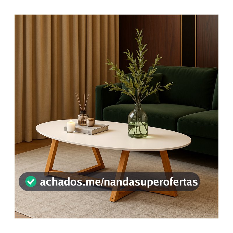 Mesinha Mesa De Centro De Sala Classic Oval Pés De Madeira Maciça Decorativa Luxo