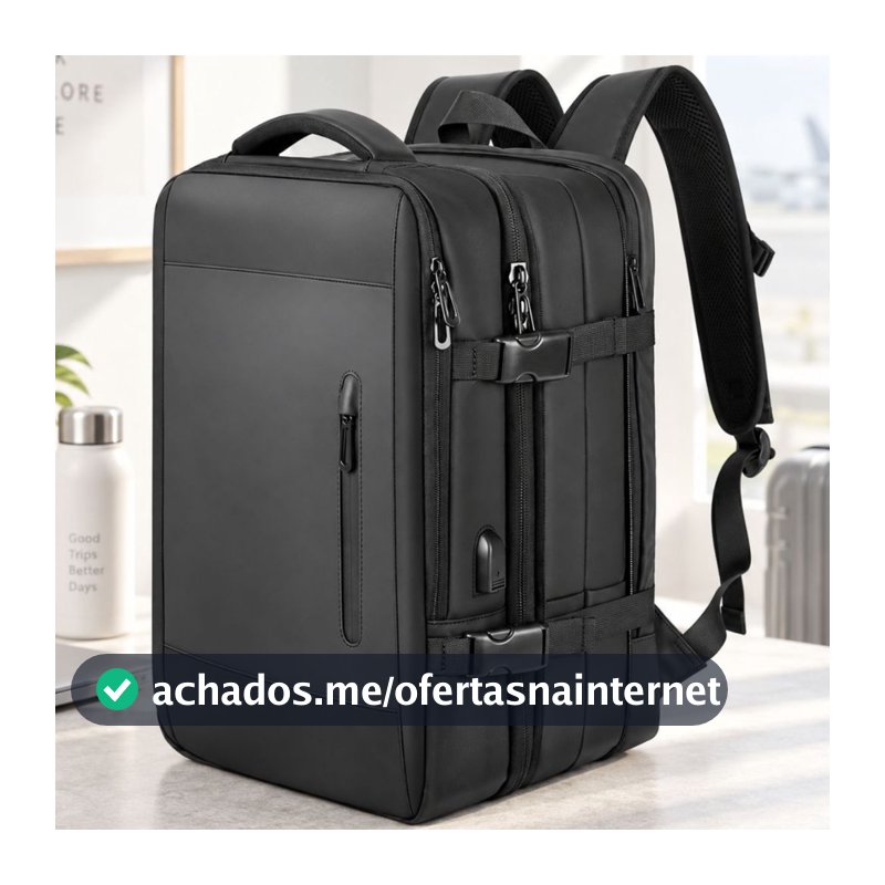 Mochila de Viagem Expansível Grande Notebook Executiva Preta Multifuncional Design Premium para Trabalho Faculdade