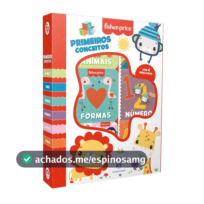 Box De Livros Fisher Price Com 6 Mini Livros Infantil Primeiros Conceitos