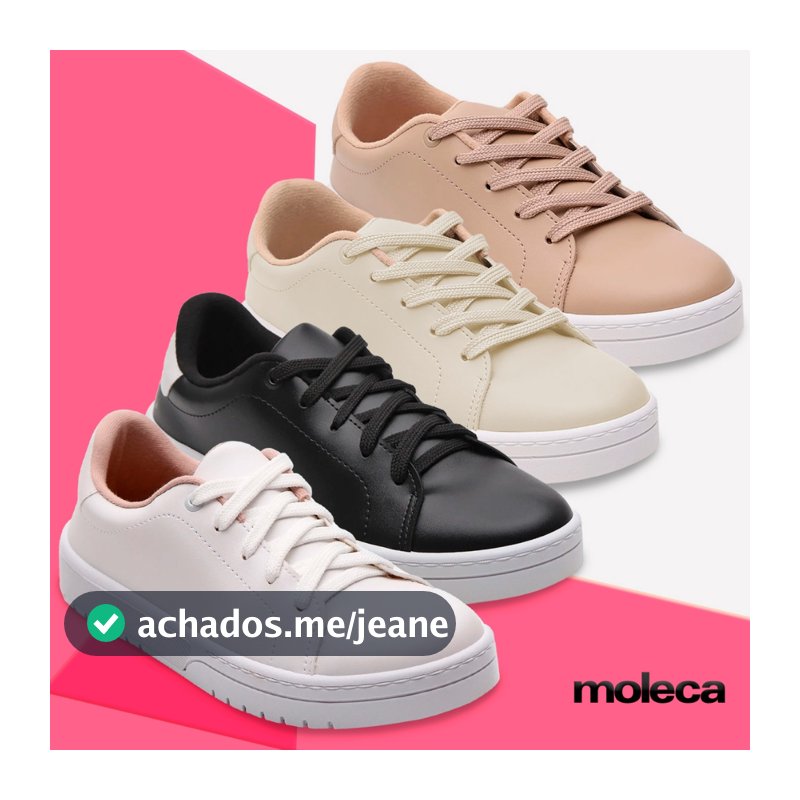 Tênis Moleca Feminino Básico Passeio Confortável Casual Base Reta Leve Versátil Palmilha Macia