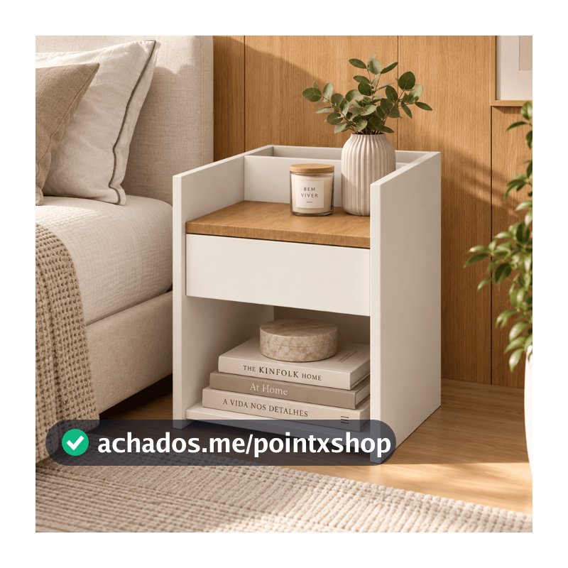 Mesinha Cabeceira Para Quarto Mesa Lateral  Cama Nicho C/ Gaveta Organizador Moderno Cor Branco