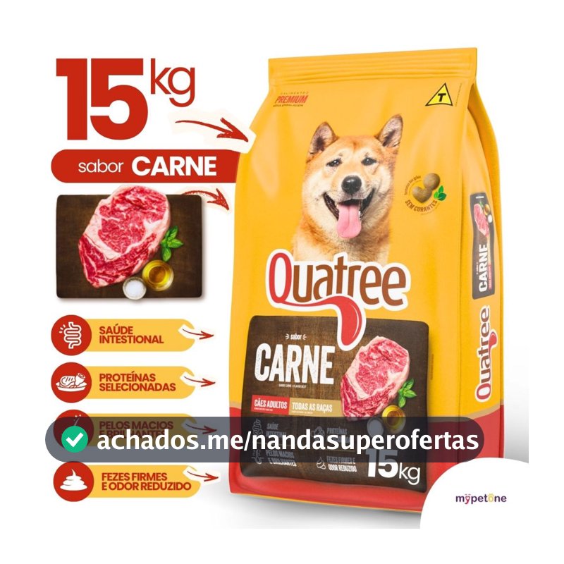 Ração Quatree Gourmet Cães Adultos Carne - 15Kg