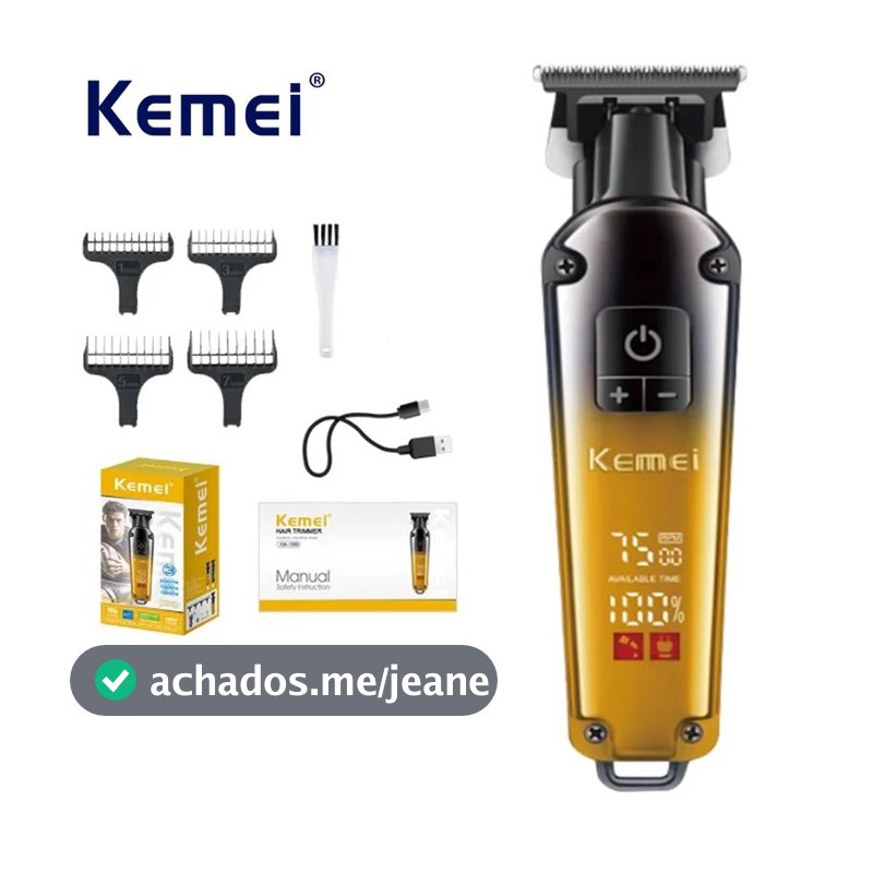 Kemei Aparador De Cabelo USB Máquina De Cortar Elétrica Para Homens Corte Recarregável Barbeador Barbeiro Técnico De Bar