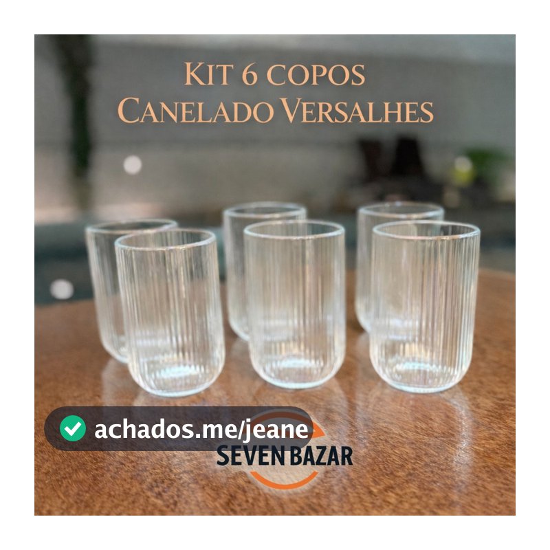 Jogo De Copos 6 Peças De Vidro Canelado 420ml Suco Agua