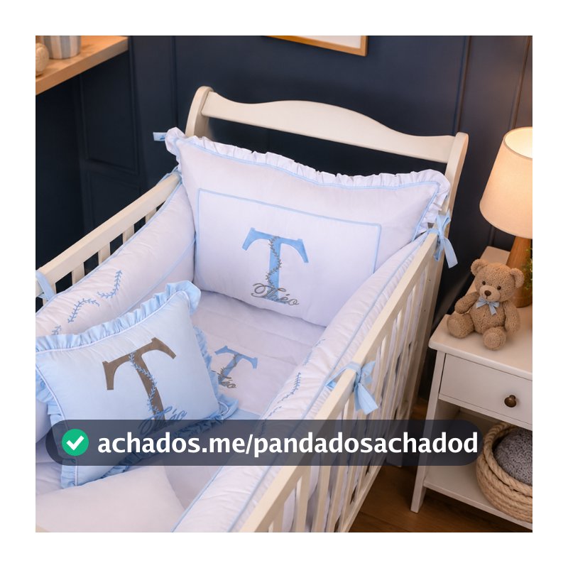 Kit Berço Americano Personalizado Menino/Menina 100% algodão - 08 Peças