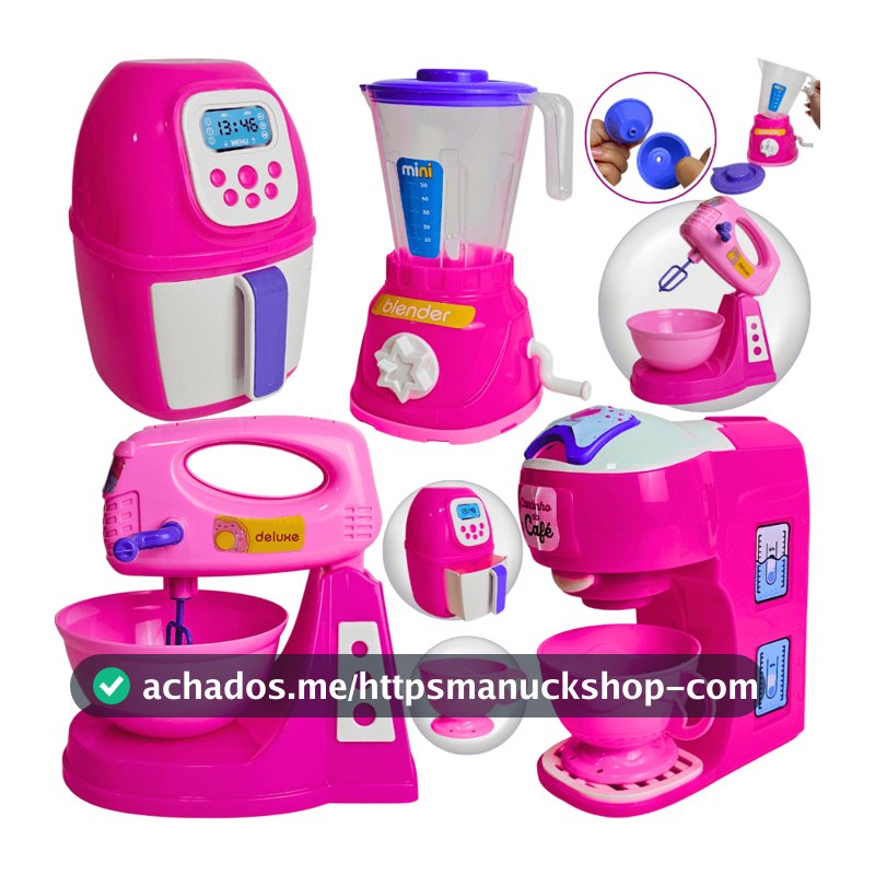 Kit Cozinha Infantil de Brinquedo Modelo Novo Eletrodomésticos Utensílios C/ 6 peças Acessórios