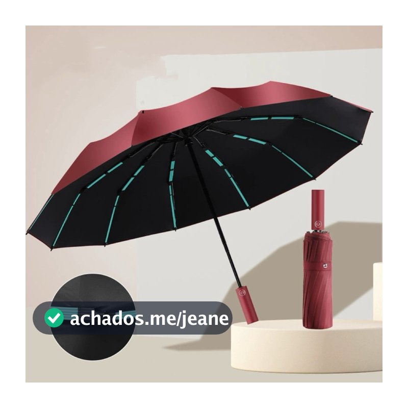 Guarda Chuva Automático Abre e Fecha Grande Reforçado Contra Vento Com Proteção Solar Blackout Haste Dupla Cabe na Bolsa