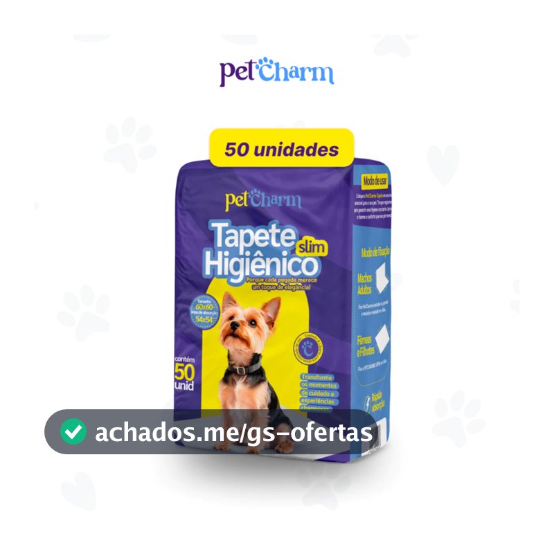 Tapete Higiênico PetCharm Slim  -Tamanho 50cm x 60cm Para Cachorros