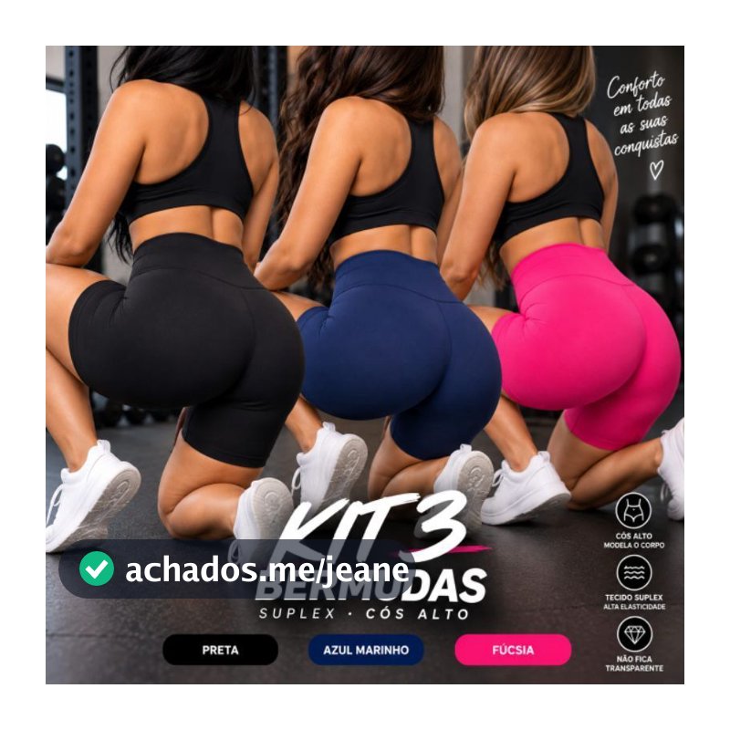 kit 3 bermuda fitness feminina academia suplex cós alto