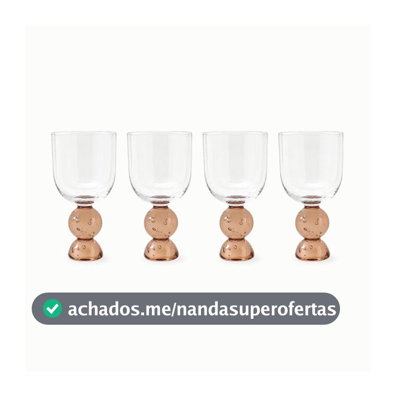 Kit com 4 taças bubble glass  âmbar esfera 380 ml