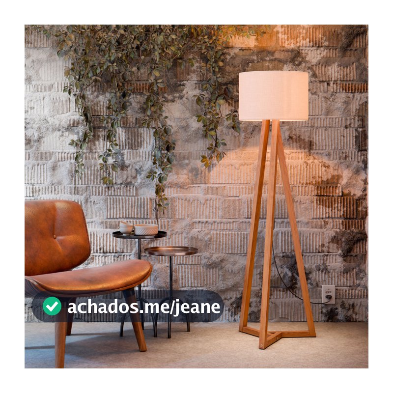 Luminária Bivolt Chão Tripé Com Cúpula Off White Full Abajur