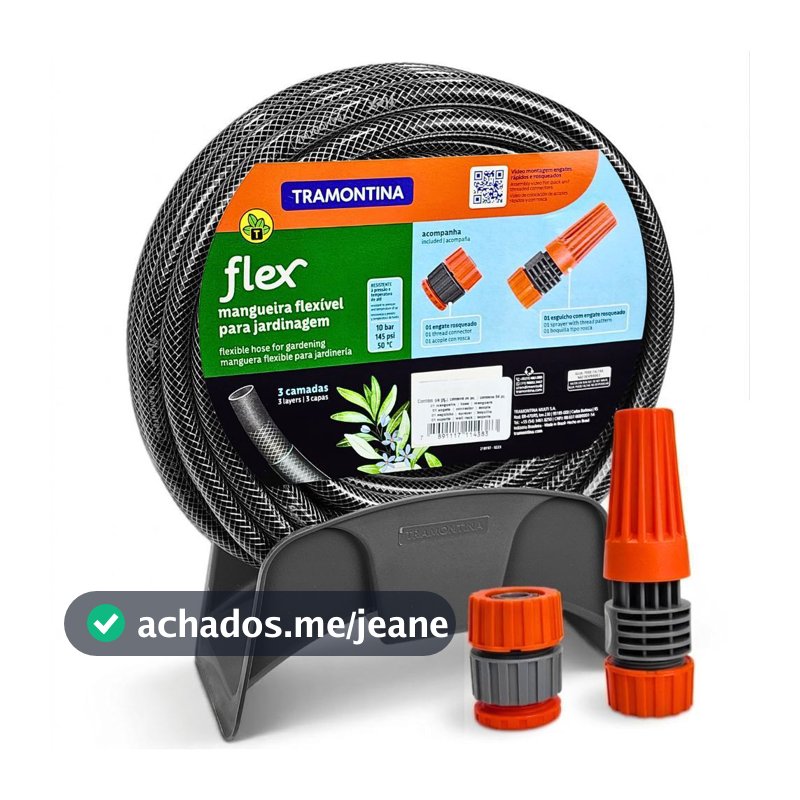 Mangueira de Jardim 20M Preta com Esguicho e Suporte TRAMONTINA EVALD