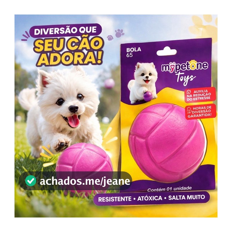 Bola Lisa Maciça Resistente para Cachorro - 45mm 55mm 65mm - Mypetone - Rosa