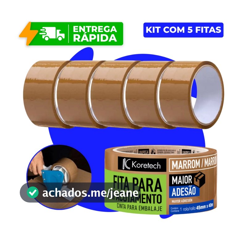 Kit Fita Adesiva Marrom Empacotamento 45mm x 40m 3 5 ou 10 Rolos BOPP Lacrar Caixa Papelão Mudança