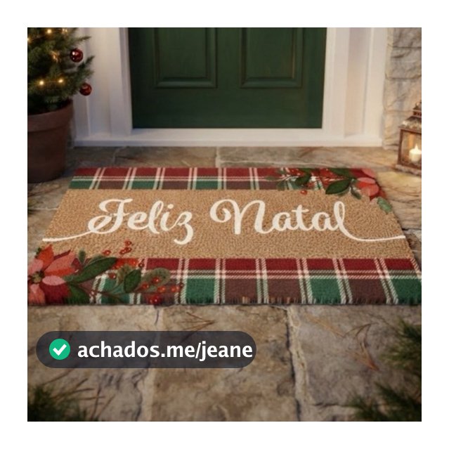 Capacho de Natal Fibra de Coco Antiderrapante Tapete Decorativo para Entrada da Casa Tapete de Natal