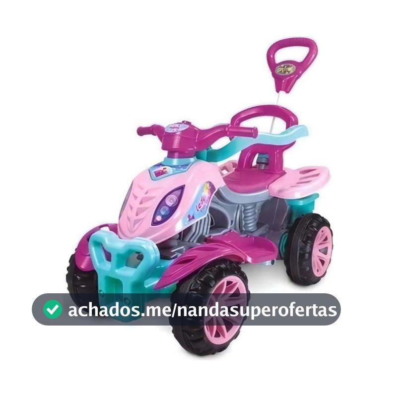 Carrinho de Passeio Maral Quadriciclo Menina e Menino 3 em 1 Velocipede Grande Com Pedal Haste de Empurrar
