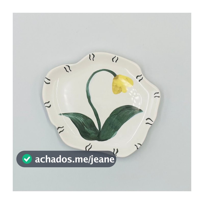 Conjunto 2 Pratos sobremesa Playful Flowers digital - Scalla - Flor Amarela 1ª linha
