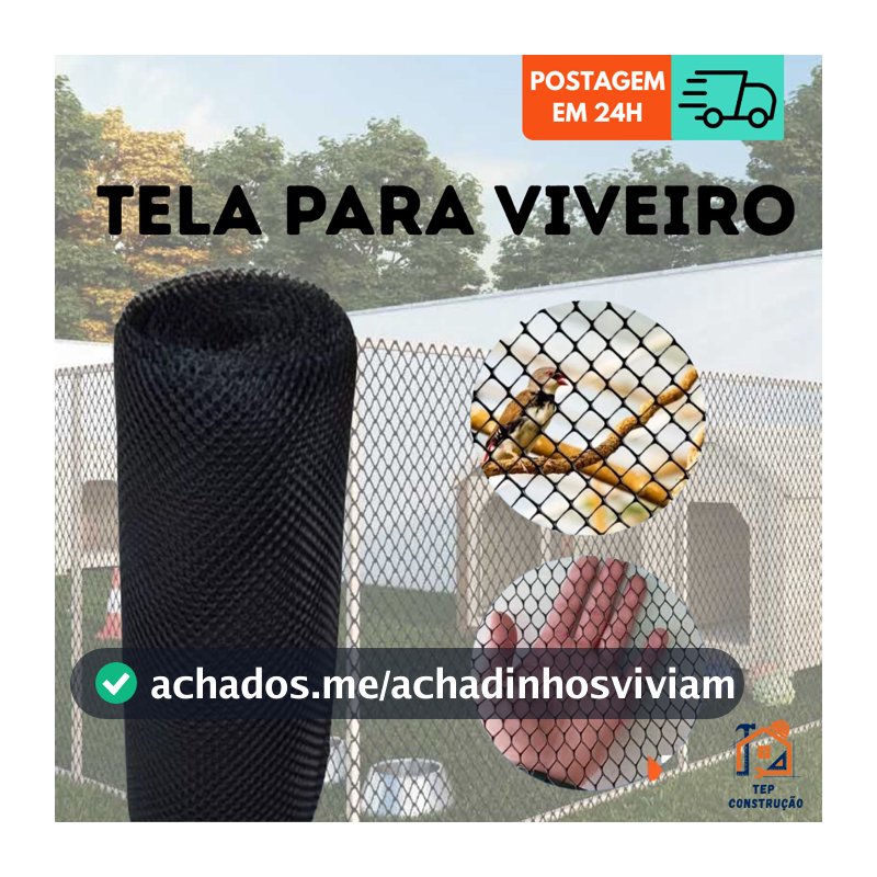 Tela Viveiro Plastica Multiuso Criação Aves Animais 6 metros de Comprimento