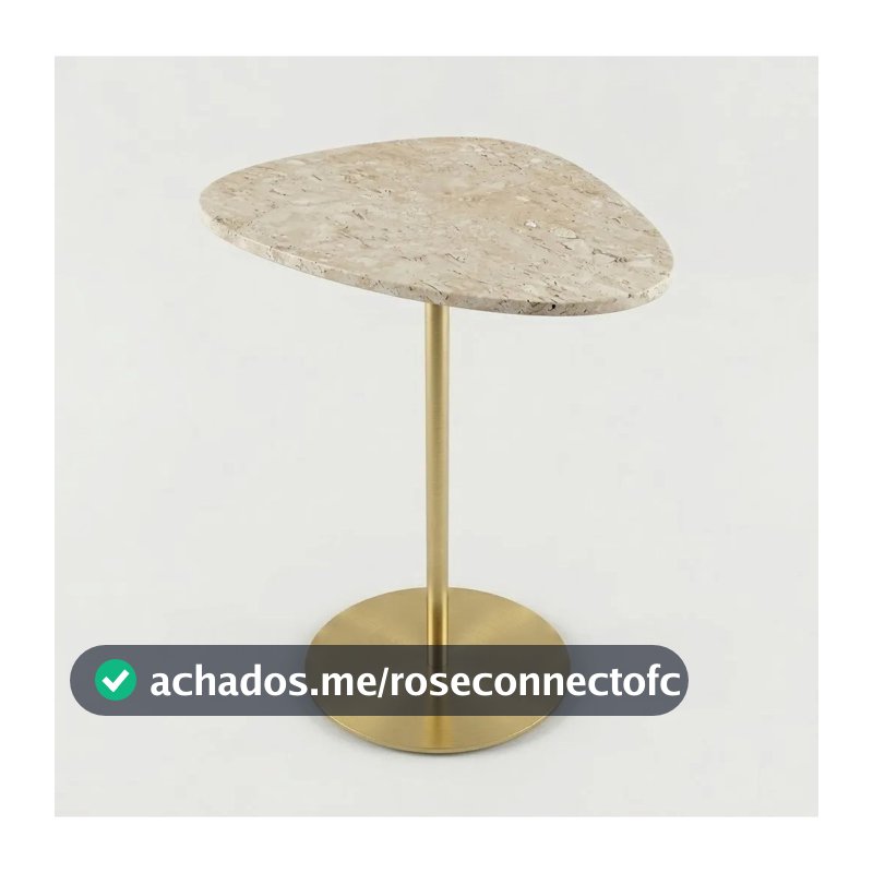 Mesa Lateral Dourada Mármore Travertino Bege Bahia Orgânico Travertino Bege Bahia