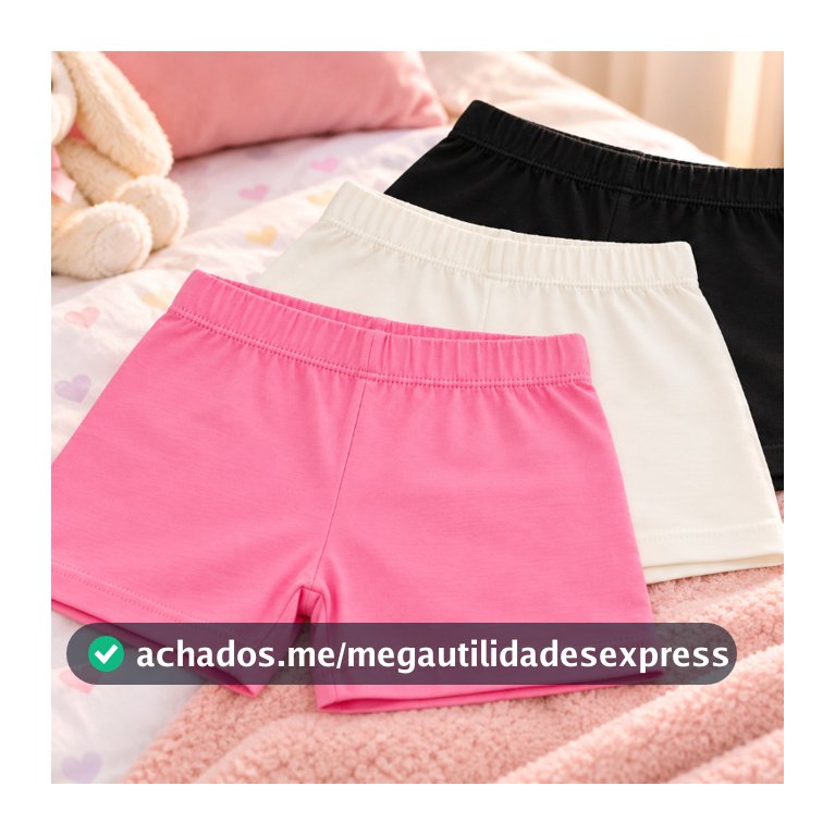 Kit 2 Short Boxer Infantil Curto Cotton Menina 96%Algodão Ideal para Usar com Saias e Vestidos Tam 2 ao 12