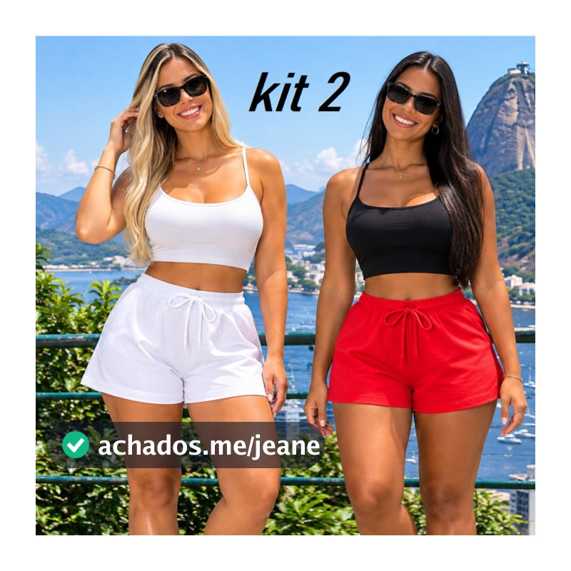KIT 2 SHORTS FEMININO LISO