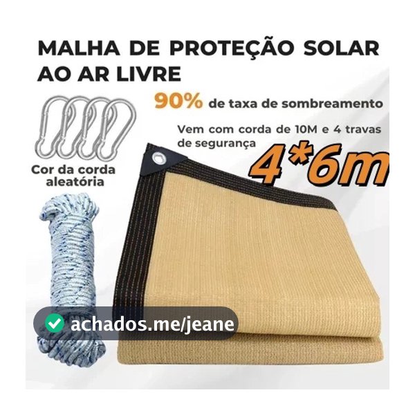 Tela Sombrite 90% 6x4m Bainha Reforçada Com Llhos Metálicos