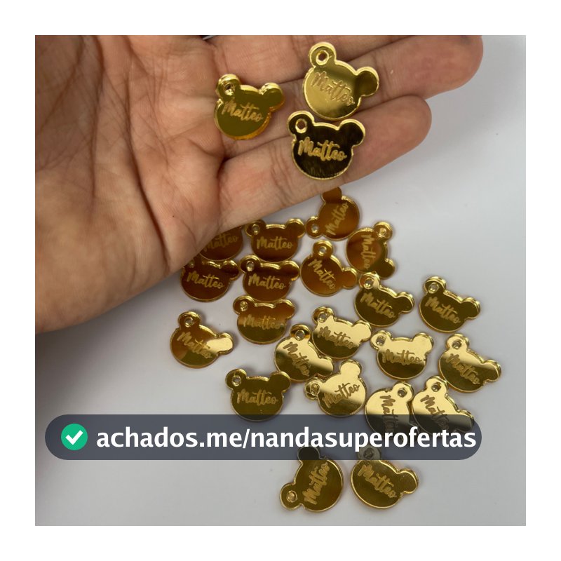 Kit tag Ursinho acrilico prata rose dourado espelhado nome cha de bebe cheguei inicial personalizado para bebes nenem