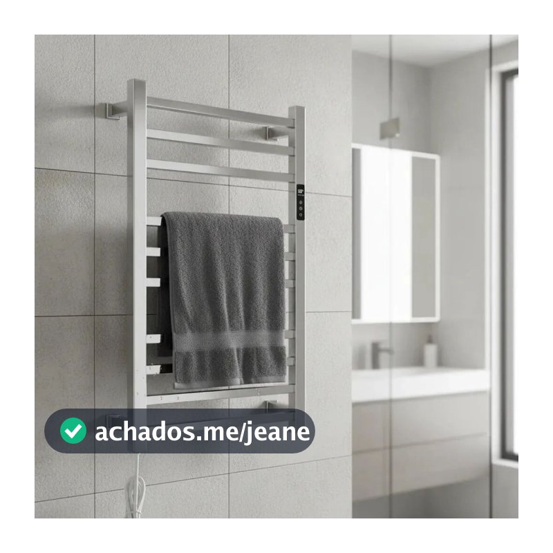Toalheiro Termico Grande Quadrado Inox Bivolt Timer Fio Lado Esquerdo Kazalinda