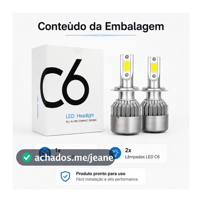 Kit 2 Lâmpadas LED C6-H3 6000K Super Branca 10 SMD 5630 Farol Milha DRL Automotivo