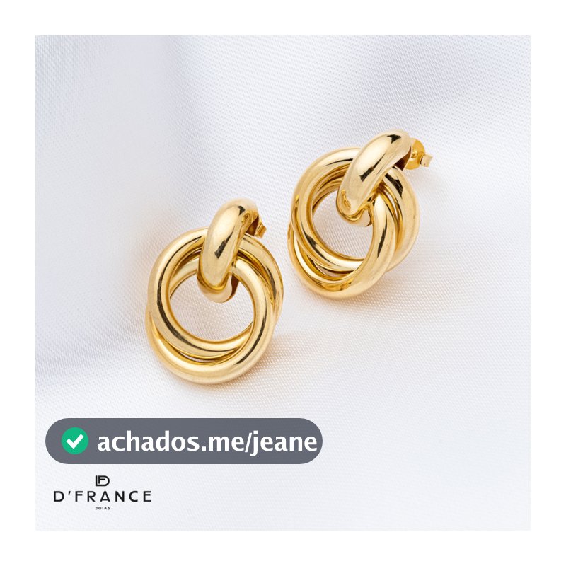 Brinco Argola de Elos Entrelaçado Média Banhado a Ouro 18K - D'France Jóias