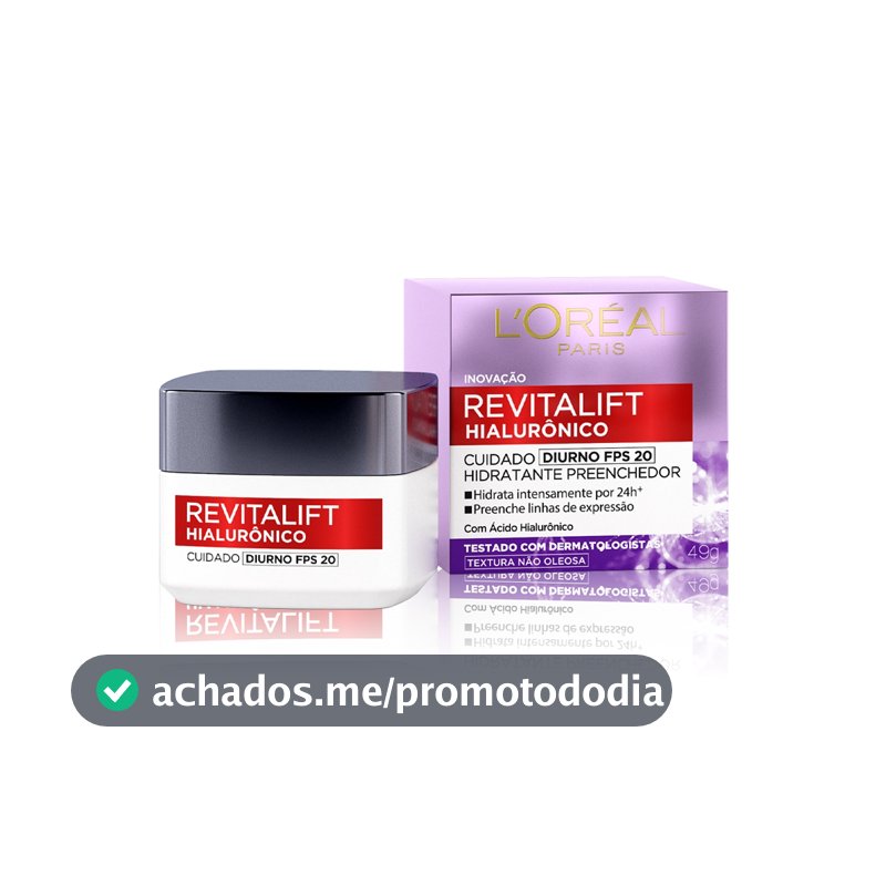 Creme Hidratante Facial Antirugas Diurno, FPS 20, Melhora a Firmeza, L'Oréal Paris Revitalift Hialurônico 49g