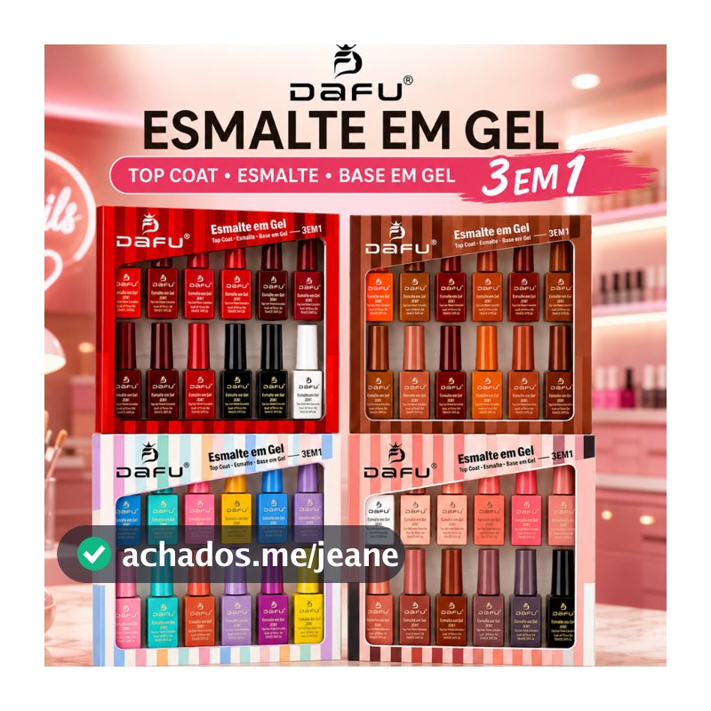 Kit 48 Esmaltes em Gel 3 em 1 Dafu Tons Pastéis Vermelhos Nude Marrom 5 ml