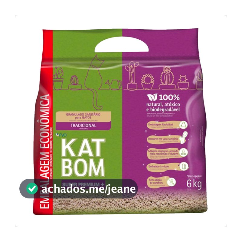 Katbom Tradicional Granulado Sanitário para Gatos - 6 Kg