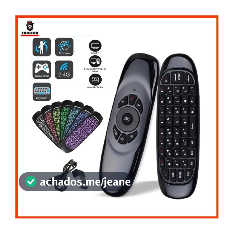 Mini Teclado sem fio Air Mouse Wireless 2.4GHz Controle para android tv,  PC Notebook