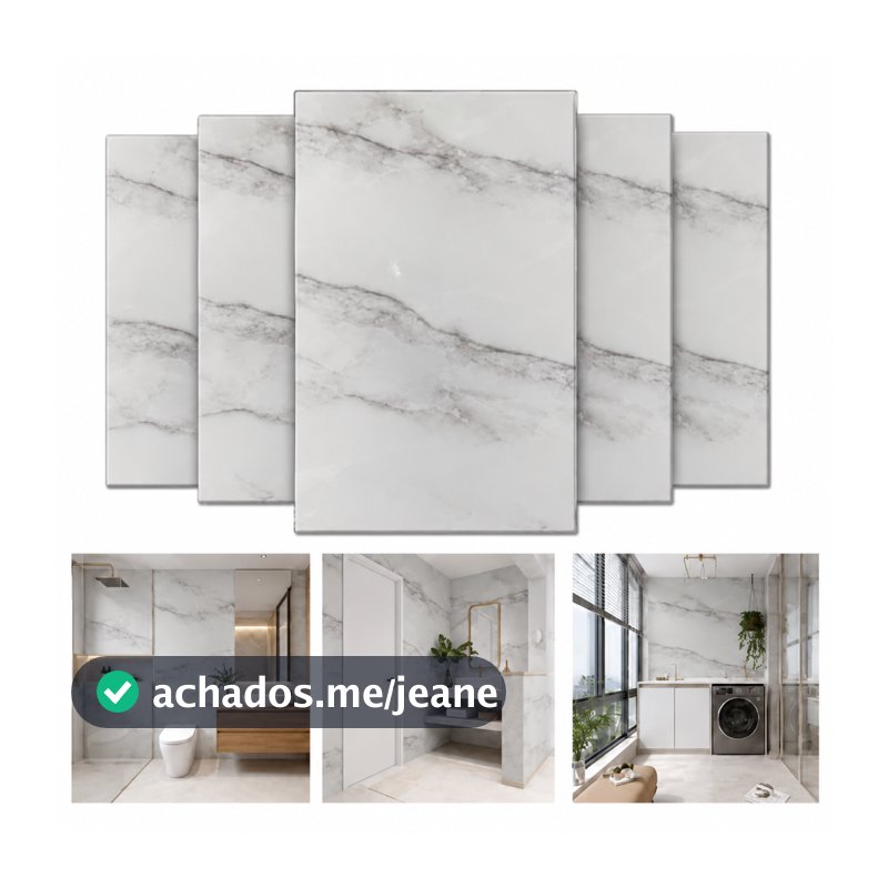 Kit 10 Placas Adesivas Mármore 3D Autocolante Lavável 60x30cm Parede Cozinha Banheiro Sala