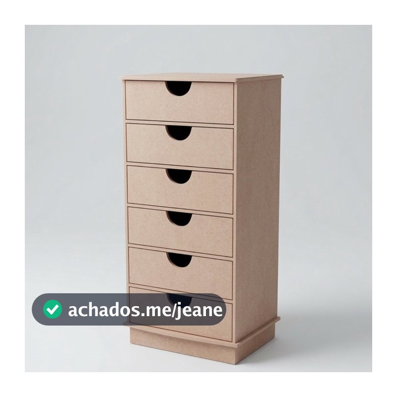 Gaveteiro Organizador Multiuso Mdf cru com 6 Gavetas Ideal para Escritórios