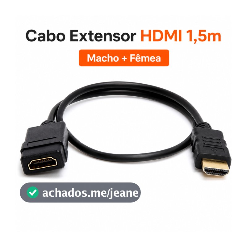 Cabo Prolongador Extensor HDMI Macho Fêmea 1,5m Para TV Monitor Notebook PC