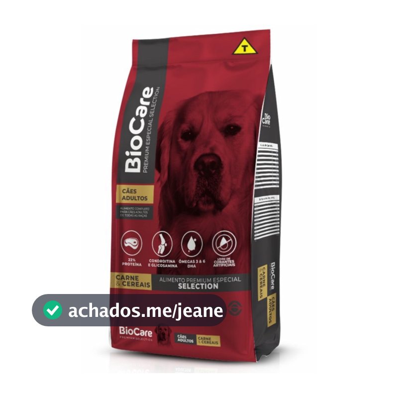Ração BioCare Premium Especial Selection - Carne & Cereais - Adultos 15kg