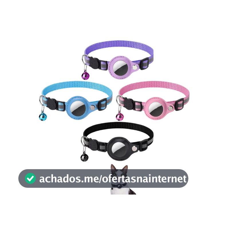 Coleira com Capa Fixa AirTag  Rastreador GPS Guizo Pet  Cães Gatos Identificação Segurança