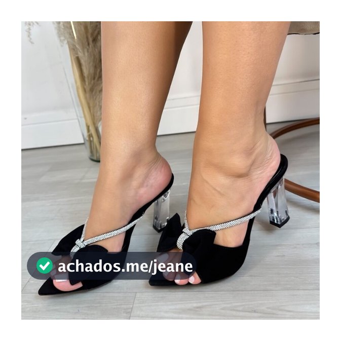 Tamanco Feminino Bico Folha Laço Elegante Salto Taça Conforto Premium