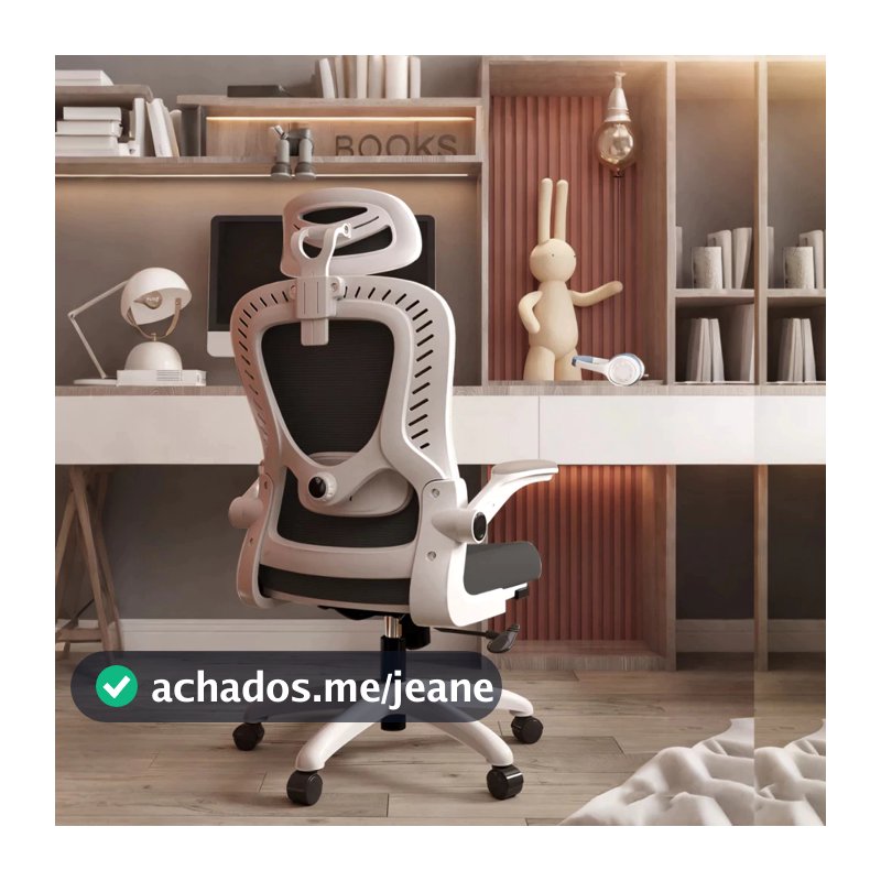 Cadeira de Escritório Ergonômica Com Apoio Lombar e Apoio de Cabeça Cinza com Estofado de Mesh