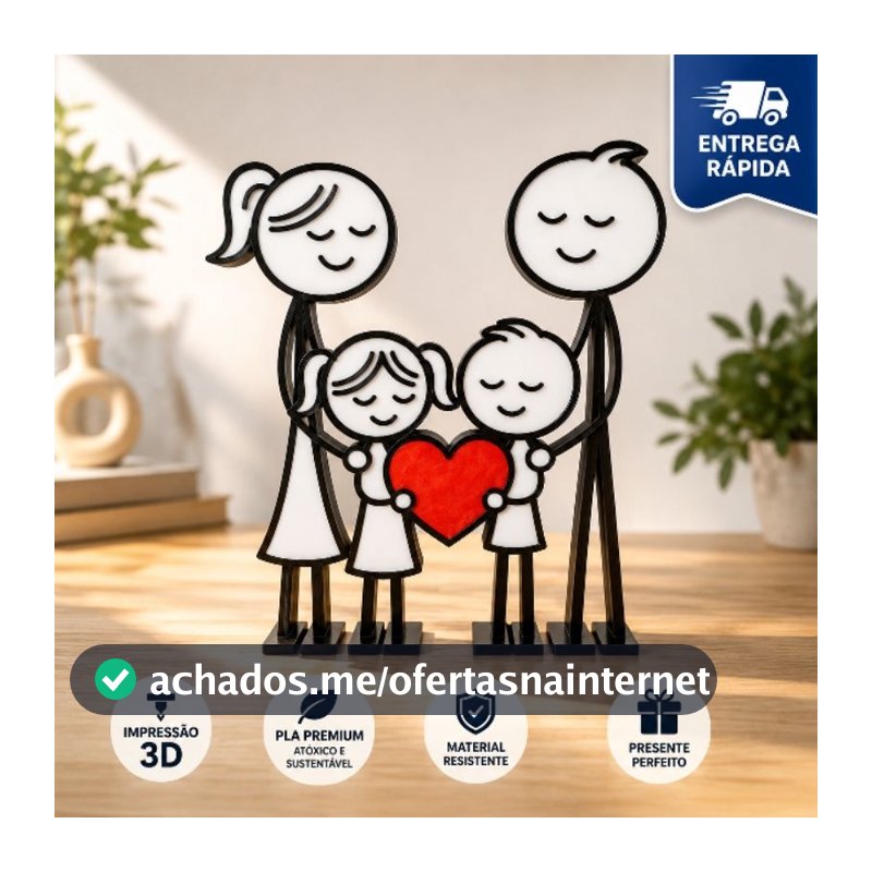 Estatueta Família Feliz Personalizada Presente Casal Filhos Decoração Lar