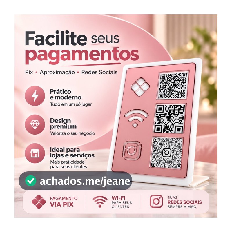 Placa Dourada de Pix Wifi Instagram Qr Code Display Mesa Balcão Loja Frete Gratis Display Pagamento