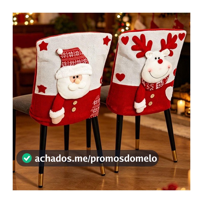 Capa De Assento De Cadeira De Jantar De Natal , Capas De Rena De Boneco De Neve Confortáveis De Banco De Pelúcia De Dese