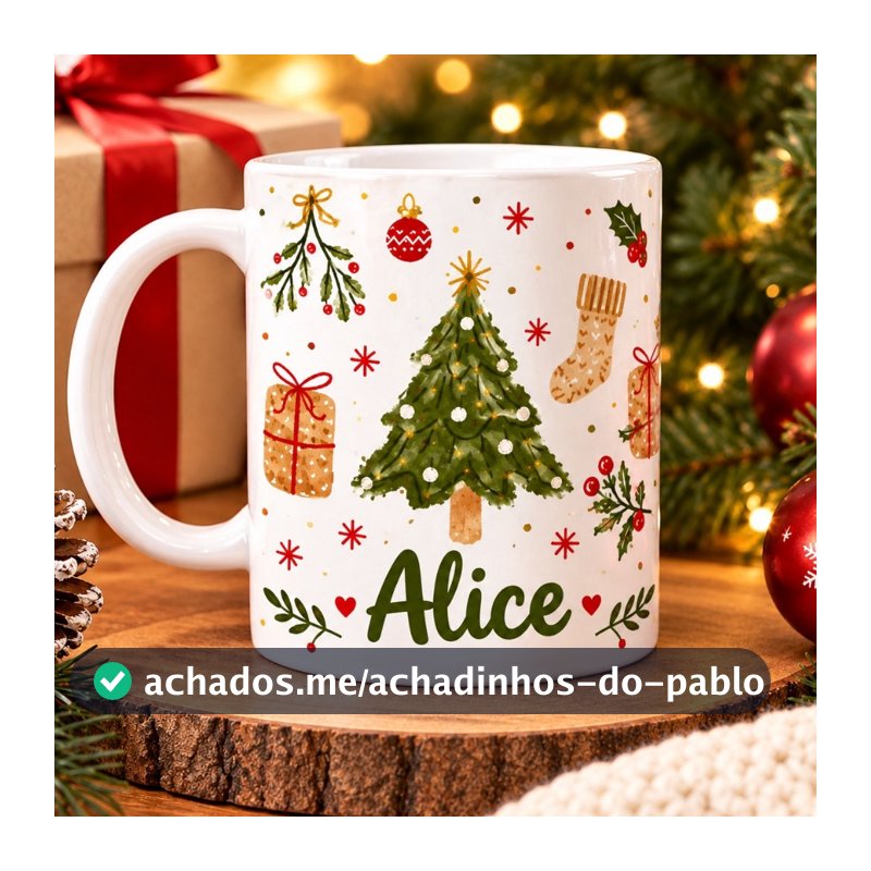Caneca Personalizada Papai Noel Natal com nome personalizado ARVORE DE NATAL