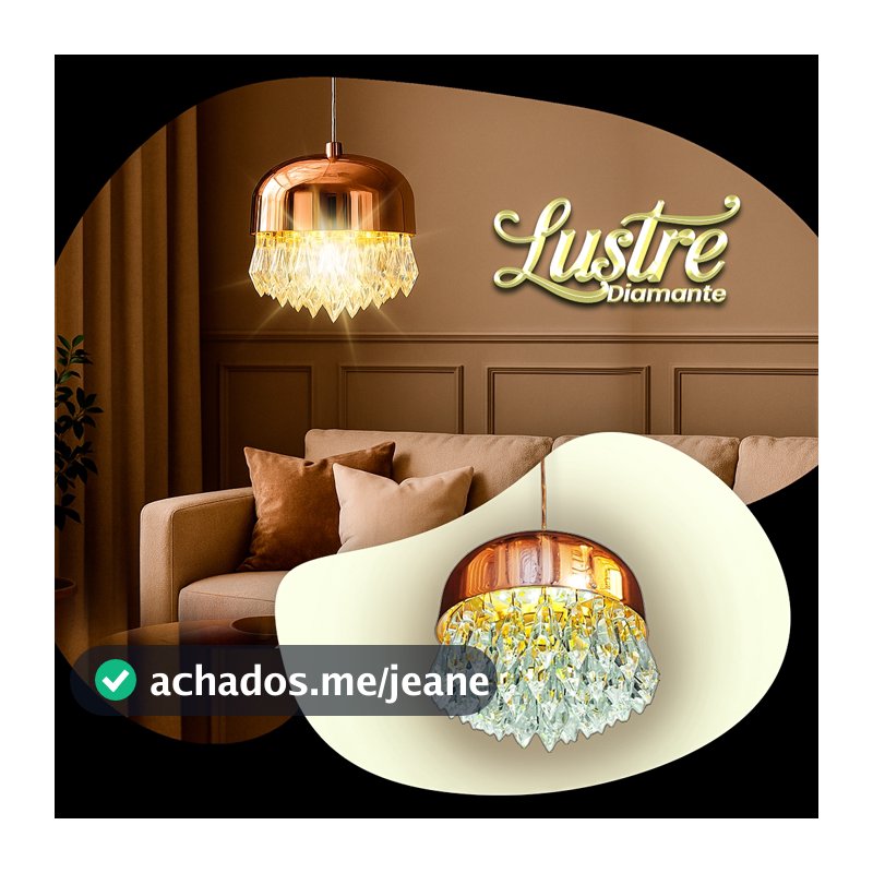 Lustre Pendente de Cristal LED 7W Bivolt Luxo Dourado 3 Tons de Luz Ajustável 2m 12cm