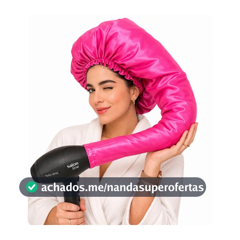 Touca Difusora Cetim Brilhante Mulher Modelo Ajustável Cabelo Secador Presente